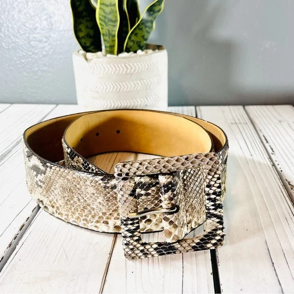 SOLD W. Kleinberg Women’s Python Belt w/ Covered Buckle | Size L - Picture 1 of 13